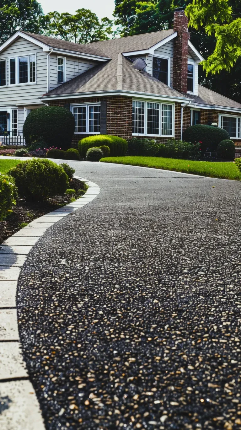 asphalt driveway with stone finishes