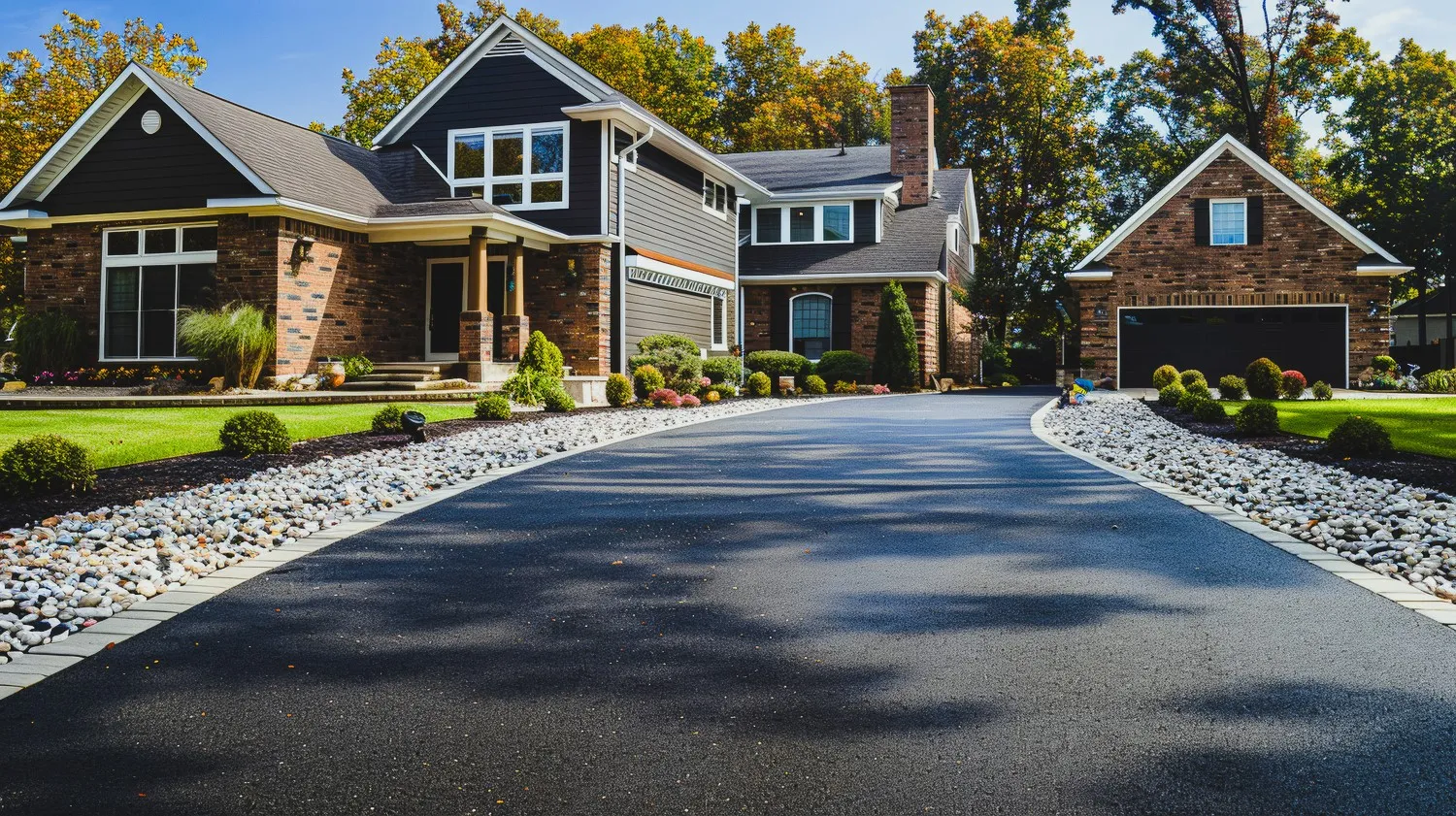 asphalt paving near Chicago with stone sides